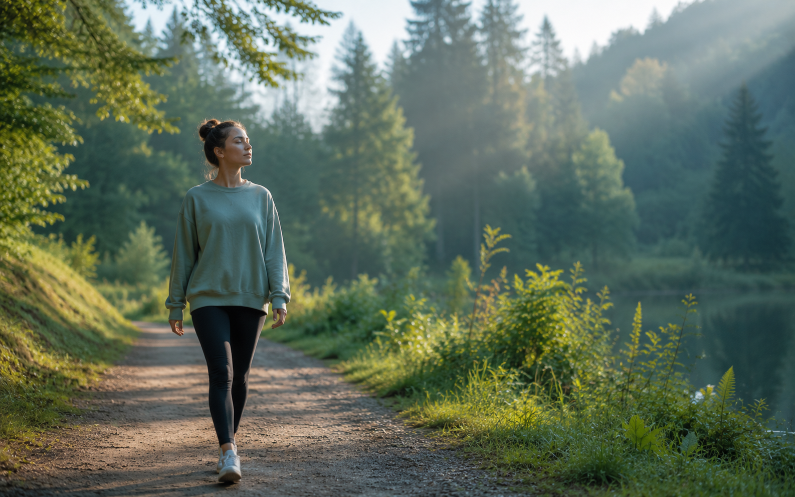 Busy professional finding a mindful moment in daily life