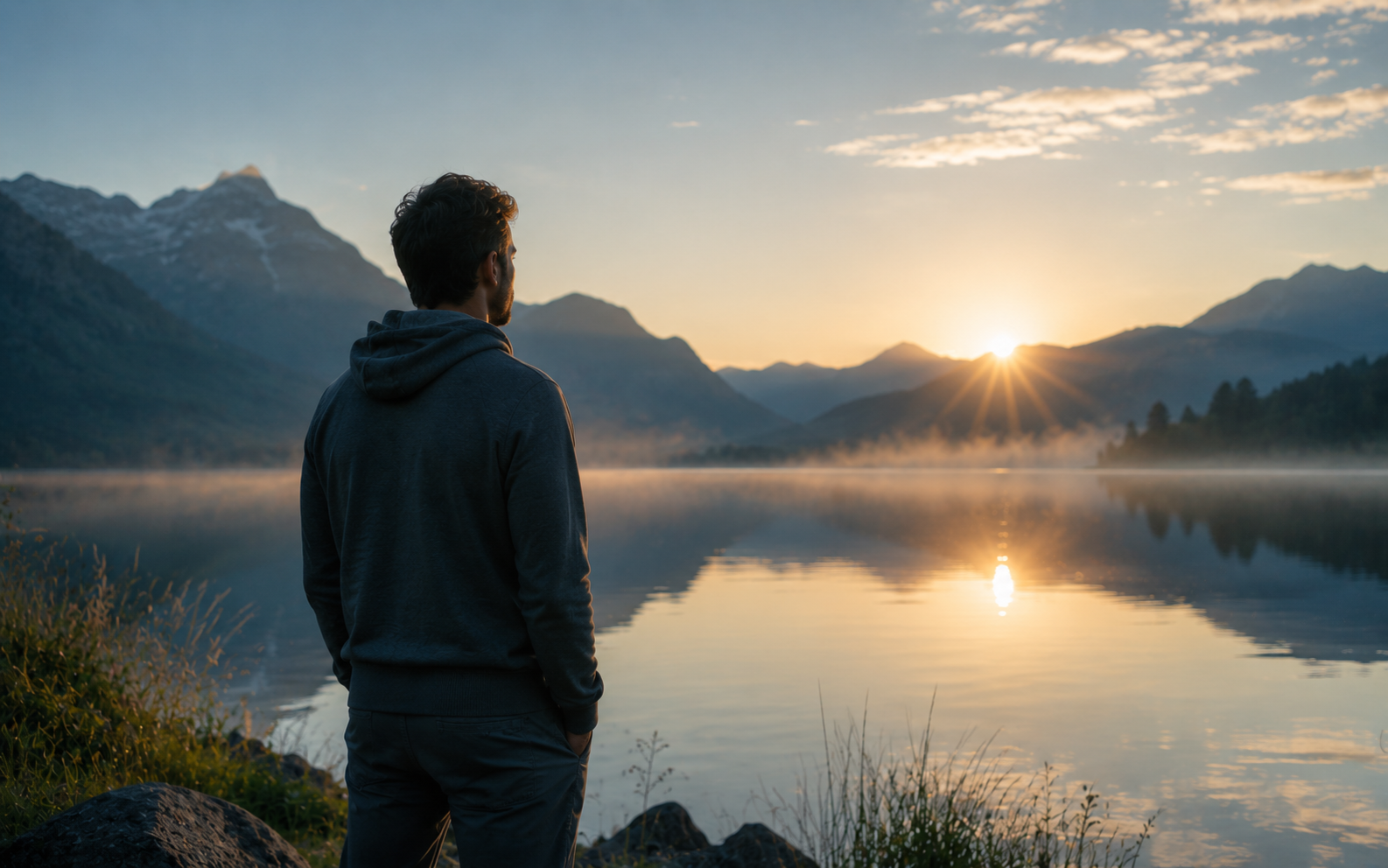 Serene woman protecting her inner peace in a natural outdoor setting